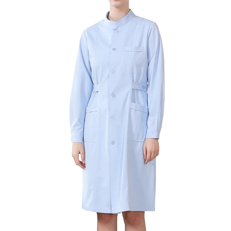 立領長袖護士服連衣裙，單排扣scrub大褂