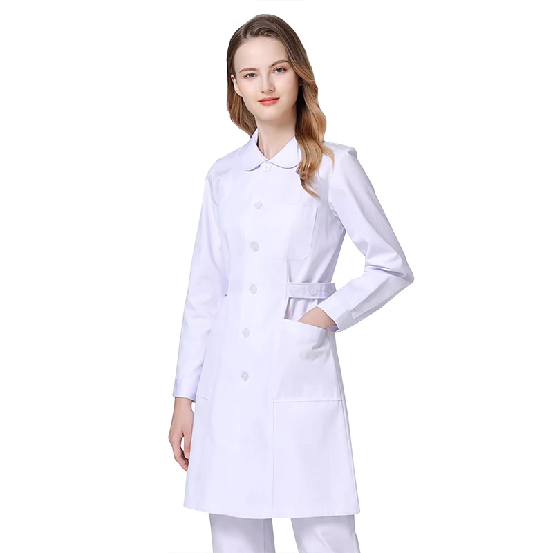 秋冬款護士白大褂，長袖修身醫護制服，娃娃領女款職業裝