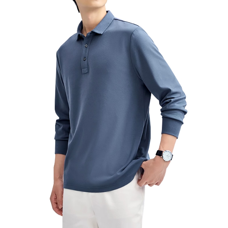 长袖Polo衫男复古运动风保罗衫棉質双面布翻领上衣