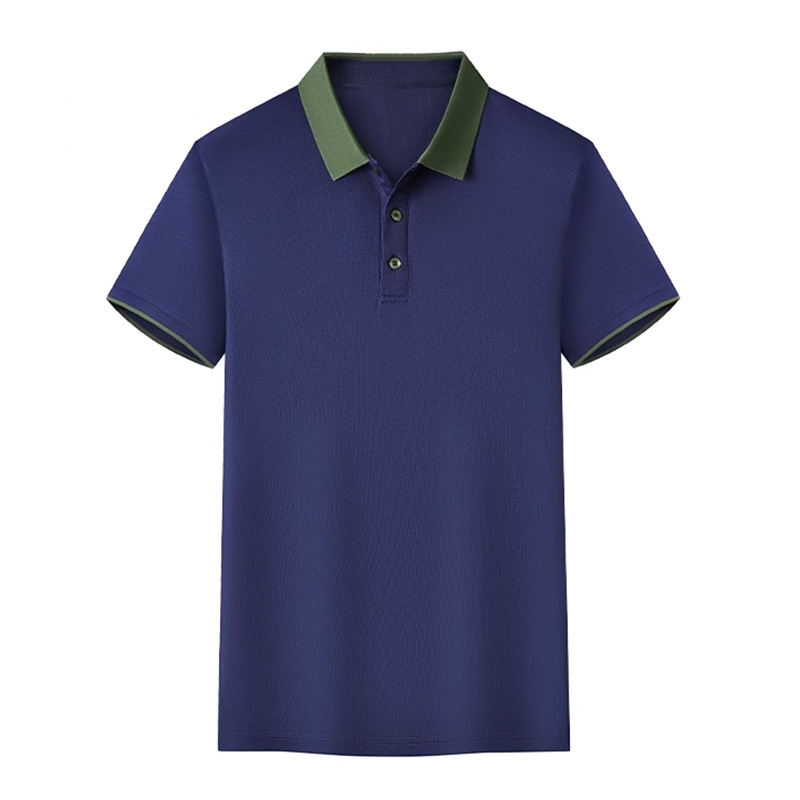 藏青拼茶綠色，夏裝工作服t恤短袖印定製 文化polo衫 工衣餐飲4S店高檔工裝