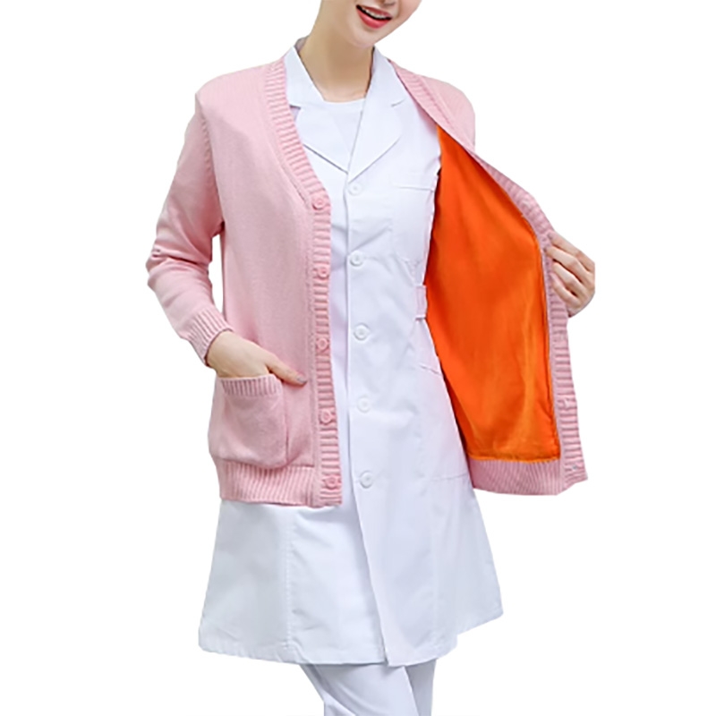 加絨針織開衫 女式 V 領加厚外套