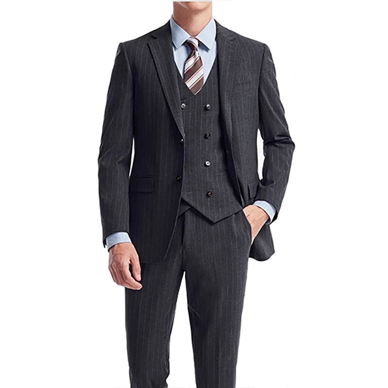 條紋三件套西裝 修身商務職業裝 正式場合西服套裝