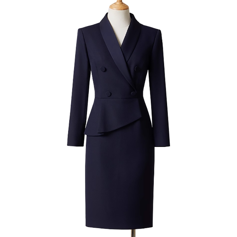 高質感職業連衣裙，秋冬長袖修身顯瘦氣質工裝西裝裙，女款酒店通勤工作服
