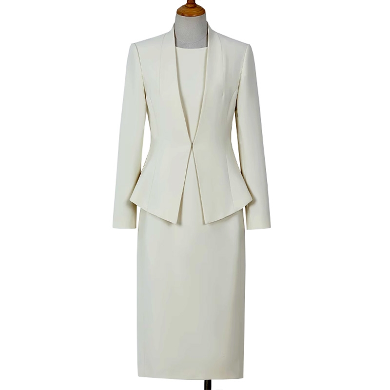 白色連衣裙制服，秋冬季通勤商務工作正裝裙子