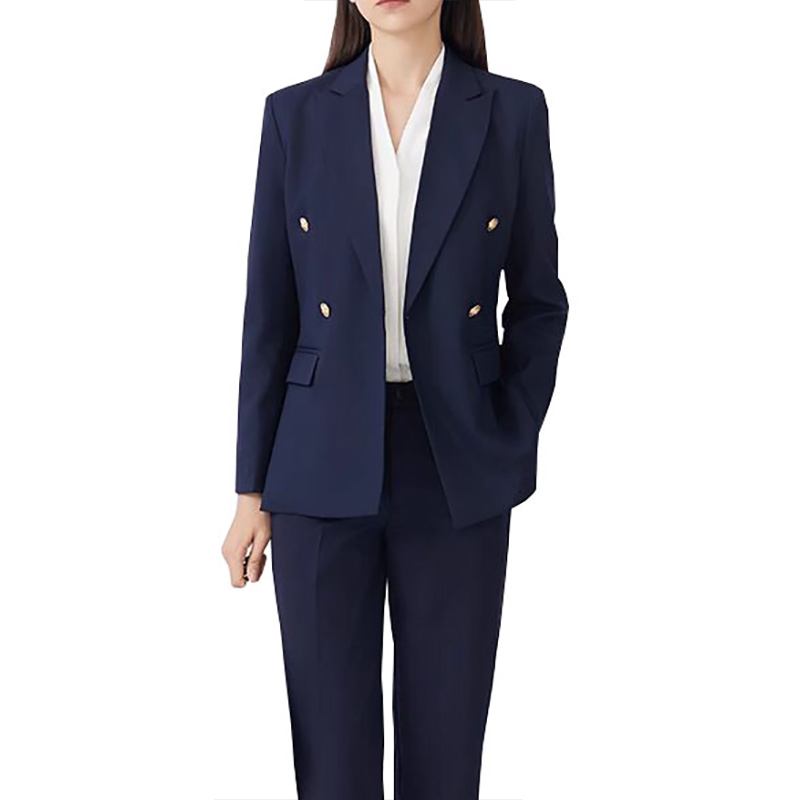 垂感佳質感蓝色西裝套裝
