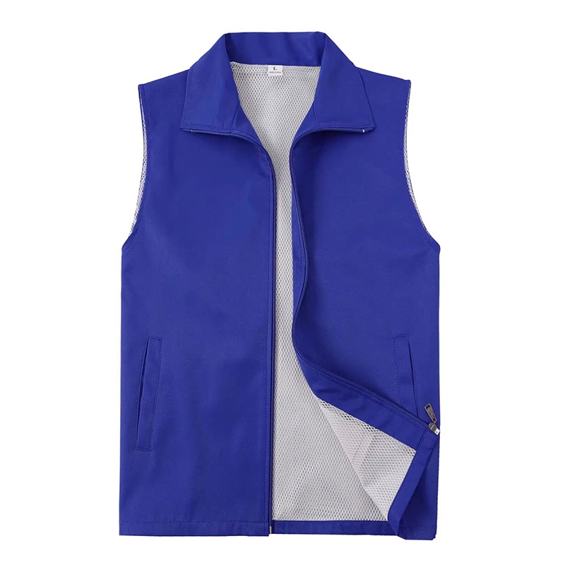 藍紫色翻領雙層菱形格馬甲