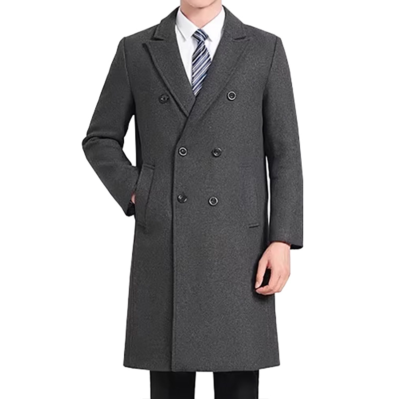 中長款西裝領羊毛外套 秋冬商務保暖大衣