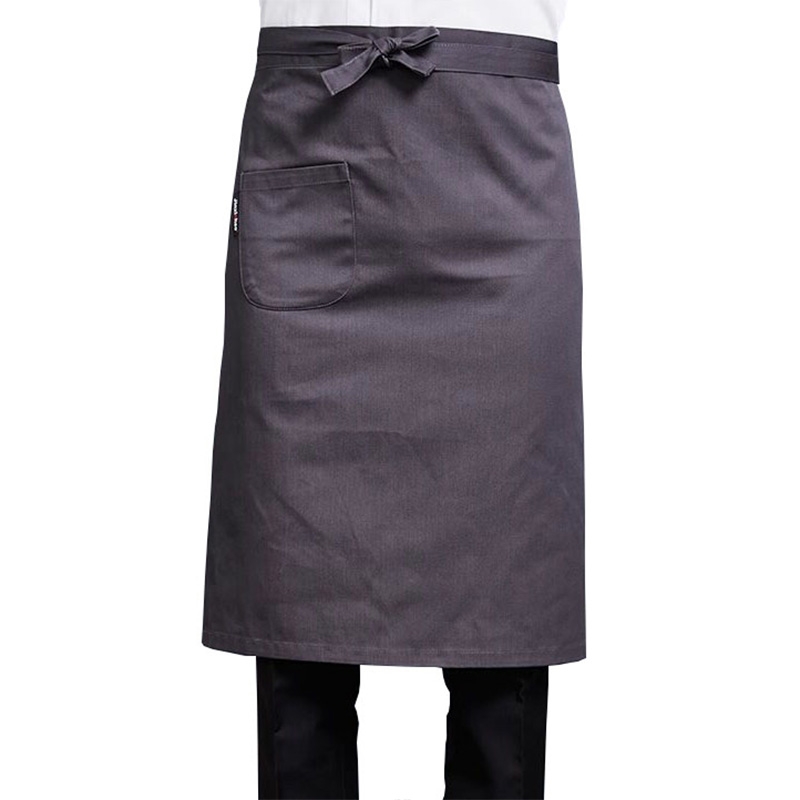 灰色系帶廚師圍裙帶口袋 半腰圍裙 廚房及餐廳用專業餐飲制服