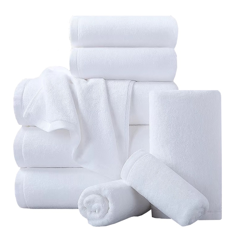 高級白色純棉毛巾套裝，超柔軟高吸水性浴巾、手巾、面巾，適用於浴室，養老院，酒店品質，多種類型